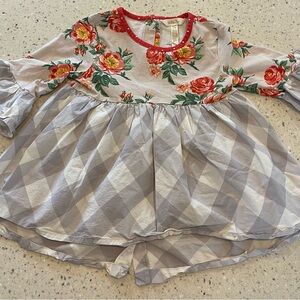 Floral and Checkered Kids Top- Matilda Jane